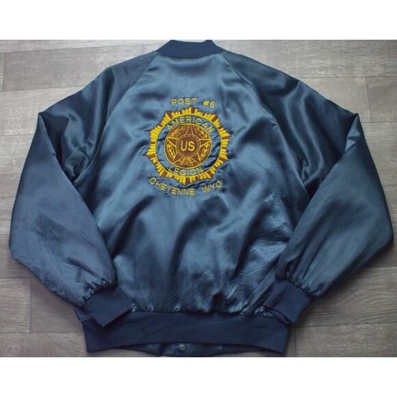 Vintage West Ark American Legion Post 6 Cheyenne, Wyo Men’s Satin Jacket Size S - Picture 2 of 7